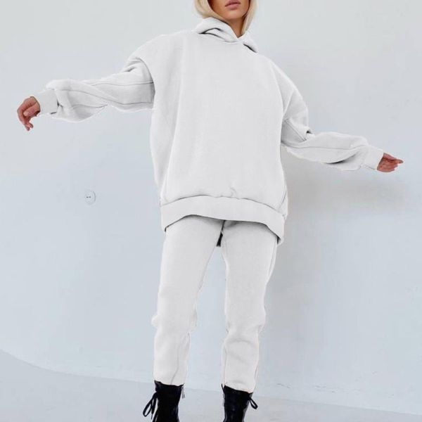 women's two piece pants women tracksuit winter fashion solid color long sleeve hoodies loose trousers suit set casual running sweatsuit, White
women's two piece pants women tracksuit winter fashion solid color long sleeve hoodies loose trousers suit set casual running sweatsuit, White