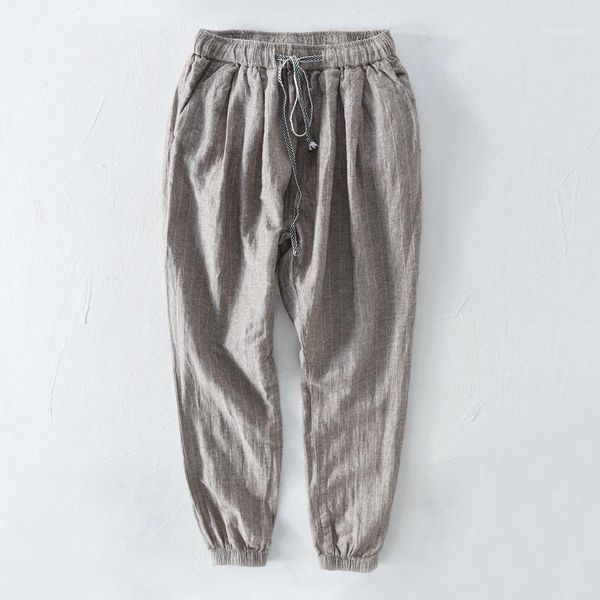 men's striped 2021 long pants khaki blue coffee lightweight casual harem men cotton linen trousers male, Black
men's striped 2021 long pants khaki blue coffee lightweight casual harem men cotton linen trousers male, Black