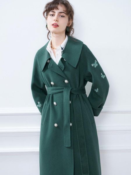 women's wool & blends winter 2021 fashion butterfly embroidered lapel loose coat, Black
women's wool & blends winter 2021 fashion butterfly embroidered lapel loose coat, Black