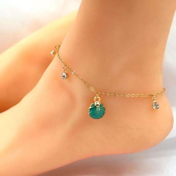 anklets vintage simple gold silver color chain on leg ankle metal scallop bell small crystal pendant women foot jewelry, Red;blue
anklets vintage simple gold silver color chain on leg ankle metal scallop bell small crystal pendant women foot jewelry, Red;blue