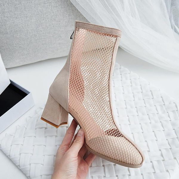 in summer 2021 the microfiber mesh cloth women's ankle boots zipper square heel shoes round head fashion cool 34-43, Black
in summer 2021 the microfiber mesh cloth women's ankle boots zipper square heel shoes round head fashion cool 34-43, Black
