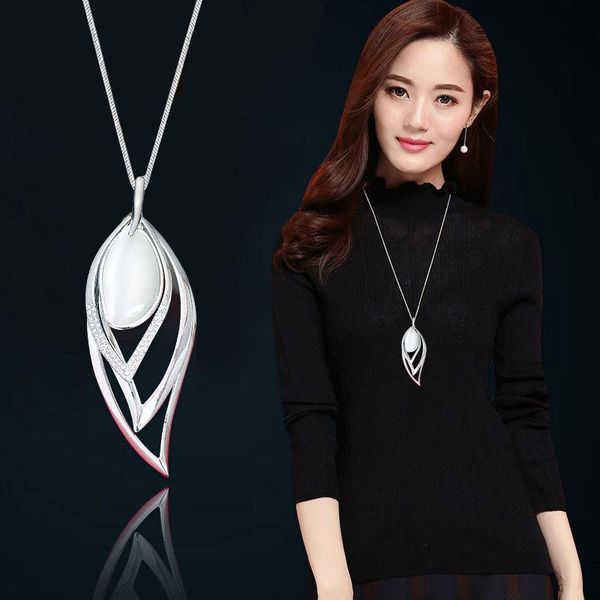 pendant necklaces vintage multi-layered opal petals long necklace for women crystal rhinestone leaf jewelry, Silver
pendant necklaces vintage multi-layered opal petals long necklace for women crystal rhinestone leaf jewelry, Silver