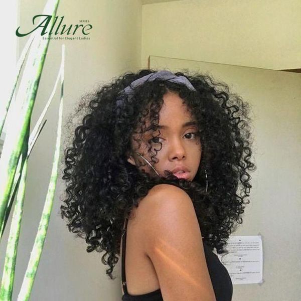afro curly lace front human hair wigs for black women short remy brazilian allure, Black;brown
afro curly lace front human hair wigs for black women short remy brazilian allure, Black;brown