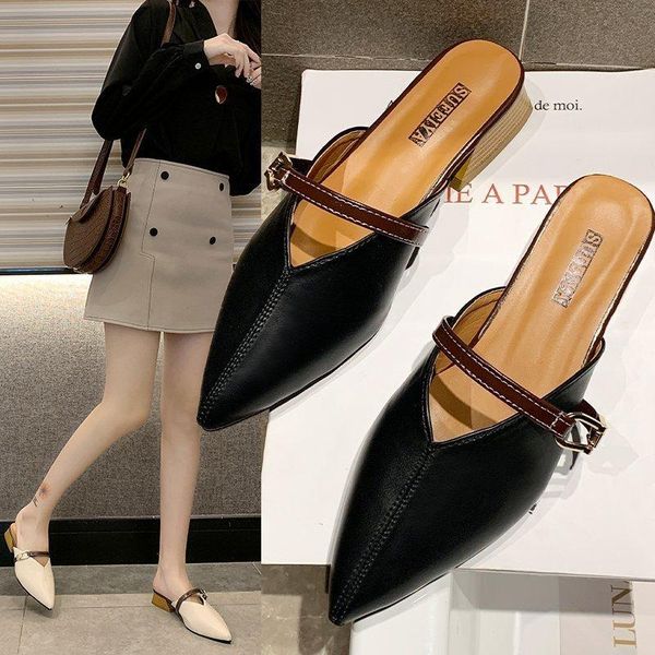 party women mules slipper pointed toe block strap buckle closed shallow high heels shoes sandals 2021 black beige korean pumps slippers
party women mules slipper pointed toe block strap buckle closed shallow high heels shoes sandals 2021 black beige korean pumps slippers