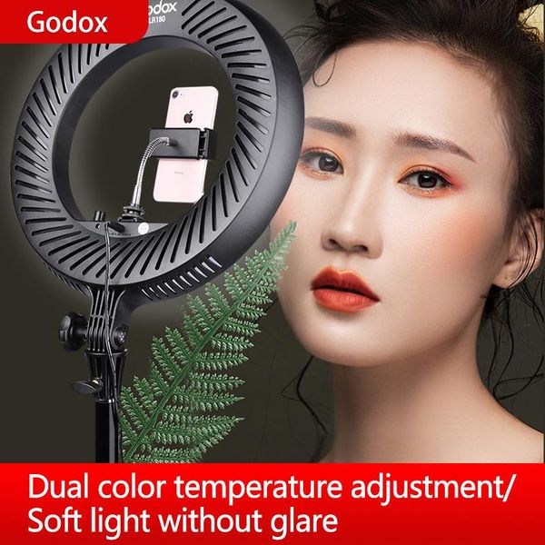 godox lr180 27w ring led video light cold color temperature with white light-passing board phone holder for live shooting flashes
godox lr180 27w ring led video light cold color temperature with white light-passing board phone holder for live shooting flashes