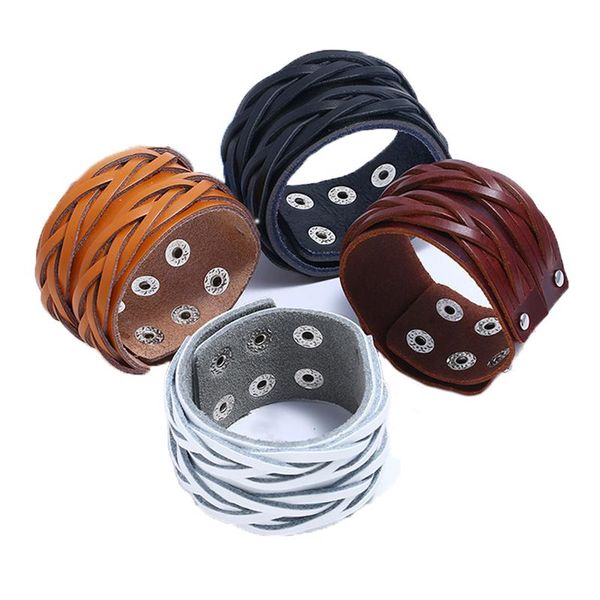 men jewelry wide wrap genuine leather braided crafts simple bracelet vintage pulsera hombre charm bracelets, Golden;silver
men jewelry wide wrap genuine leather braided crafts simple bracelet vintage pulsera hombre charm bracelets, Golden;silver