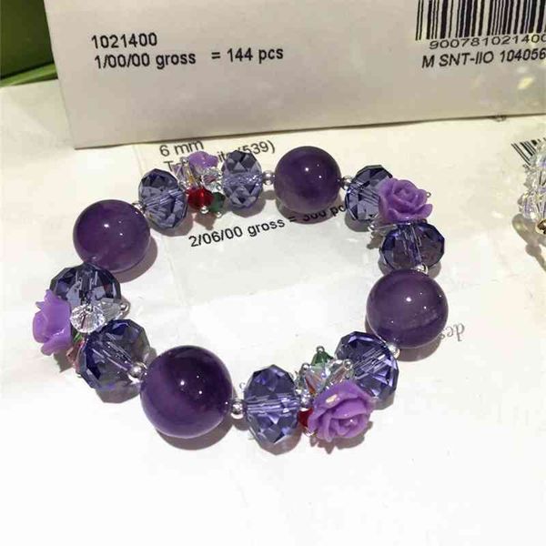 austrian crystal with natural amethyst and rainbow rose bracelet, Black 
austrian crystal with natural amethyst and rainbow rose bracelet, Black