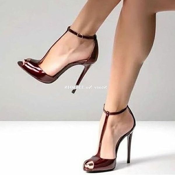 dress shoes burgundy stiletto heels t-strap pumps women patent leather peep toe t-bar banquet drop cut out sandals, Black
dress shoes burgundy stiletto heels t-strap pumps women patent leather peep toe t-bar banquet drop cut out sandals, Black