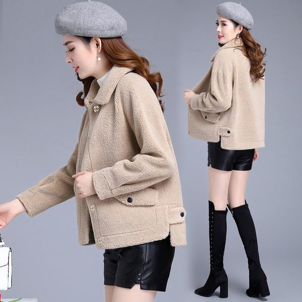 women's wool & blends 2021 female winter lambs fur coat lapel thicken short loose fashion jacket warm overcoat women solid color large, Black
women's wool & blends 2021 female winter lambs fur coat lapel thicken short loose fashion jacket warm overcoat women solid color large, Black