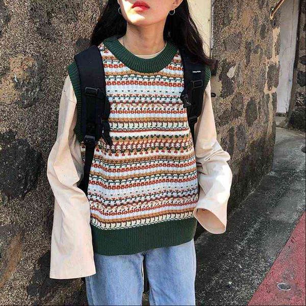 autumn womens sweaters and winter korean style vintage color patchwork knitted sleeveless vest pullovers f1369, White;black
autumn womens sweaters and winter korean style vintage color patchwork knitted sleeveless vest pullovers f1369, White;black