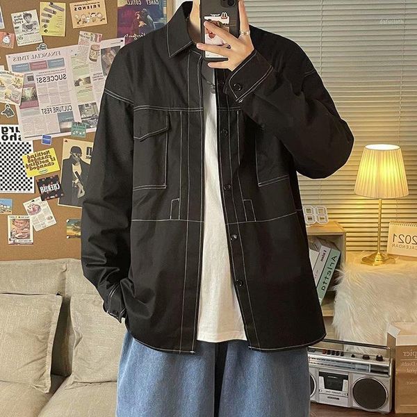 japanese retro 2021 spring and summer korean version of the fashion loose wear fried street shirt tide men's casual shirts, White;black
japanese retro 2021 spring and summer korean version of the fashion loose wear fried street shirt tide men's casual shirts, White;black