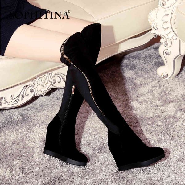 sophitina winter warm cow suede kee-high boots woman genuie leather heigh increase zipper long boot lady shoe po940 210513, Black
sophitina winter warm cow suede kee-high boots woman genuie leather heigh increase zipper long boot lady shoe po940 210513, Black
