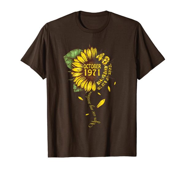 october 1971 48 years of being awesome mix sunflower funny t-shirt, White;black
october 1971 48 years of being awesome mix sunflower funny t-shirt, White;black