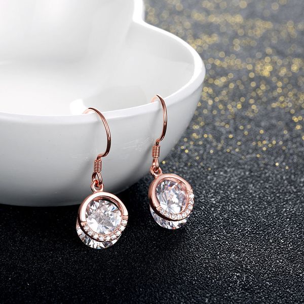 earrings women's fashion rose gold round zircon, Golden
earrings women's fashion rose gold round zircon, Golden