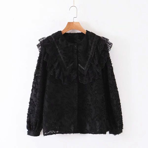 beige black long sleeve o neck mesh ruffle lace shirt women solid runway b0720 210514, White
beige black long sleeve o neck mesh ruffle lace shirt women solid runway b0720 210514, White