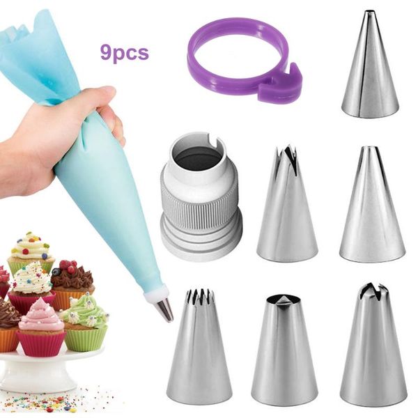 baking & pastry tools 9pcs/set silicone kitchen accessories icing piping cream bag 7 stainless steel nozzle set diy cake decorating tips
baking & pastry tools 9pcs/set silicone kitchen accessories icing piping cream bag 7 stainless steel nozzle set diy cake decorating tips