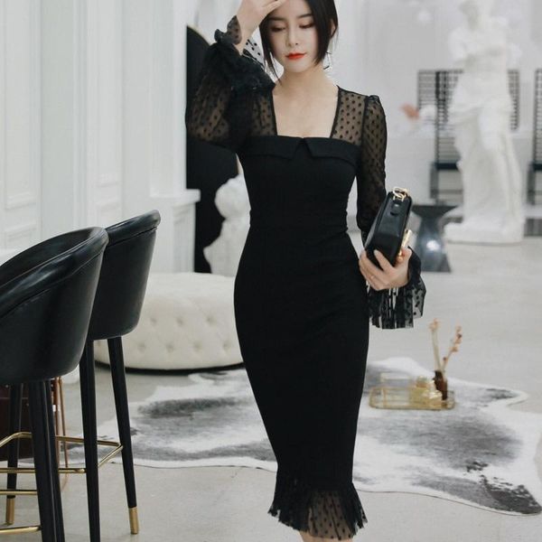 casual dresses black spring bodycon mesh patchwork mermaid dress women long sleeve square collar office lady elegant party, Black;gray
casual dresses black spring bodycon mesh patchwork mermaid dress women long sleeve square collar office lady elegant party, Black;gray