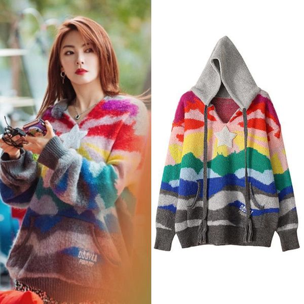 women's sweaters women hooded hoody pearls beaded appliques rainbow stripped loose knitted long casual sweater pullovers ns862, White;black
women's sweaters women hooded hoody pearls beaded appliques rainbow stripped loose knitted long casual sweater pullovers ns862, White;black