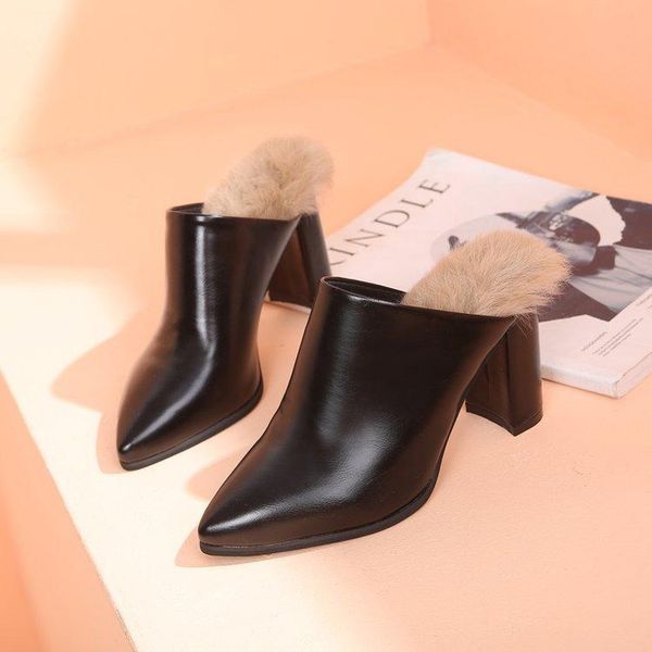 slippers casual outside fashion winter women fur sewing closed toe solid med shoes flat with concise elegant slides, Black
slippers casual outside fashion winter women fur sewing closed toe solid med shoes flat with concise elegant slides, Black