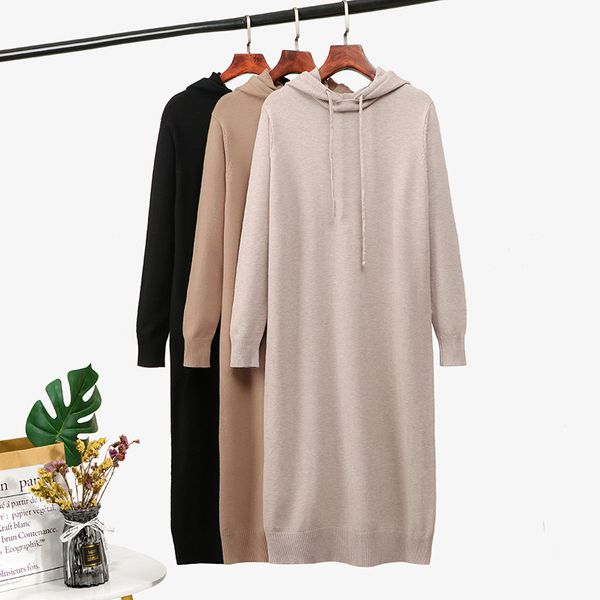 hooded women sweater dress casual loose long sleeve knitted straight dress autumn winter thick tunic dresses robe f, Black;gray
hooded women sweater dress casual loose long sleeve knitted straight dress autumn winter thick tunic dresses robe f, Black;gray