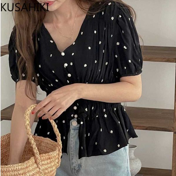 kusahiki korean chic dot folds women blouse puff sleeve v-neck blusas shirt summer slim waist elegant ladies 6j779 210602, White
kusahiki korean chic dot folds women blouse puff sleeve v-neck blusas shirt summer slim waist elegant ladies 6j779 210602, White