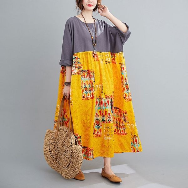 oversized women cotton linen long dress new spring arts style vintage patchwork print loose female casual dresses s3086 210412, Black;gray
oversized women cotton linen long dress new spring arts style vintage patchwork print loose female casual dresses s3086 210412, Black;gray