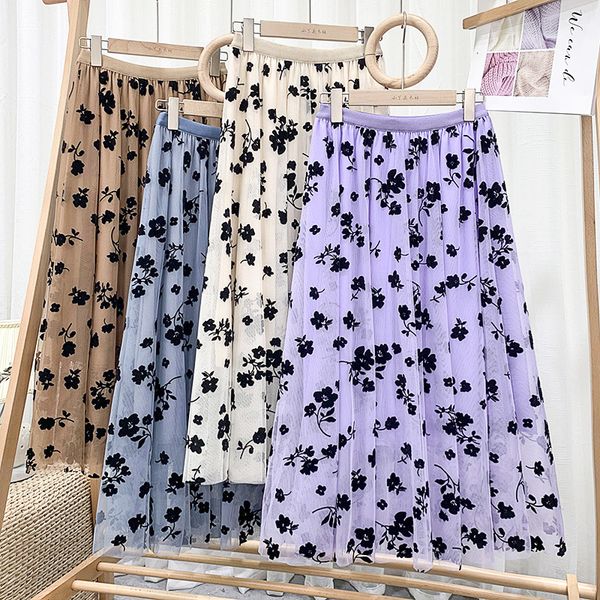 spring high waisted slim midi double layer mesh embroidery skirt womens fairyland flocking long korean s for women 210420, Black
spring high waisted slim midi double layer mesh embroidery skirt womens fairyland flocking long korean s for women 210420, Black