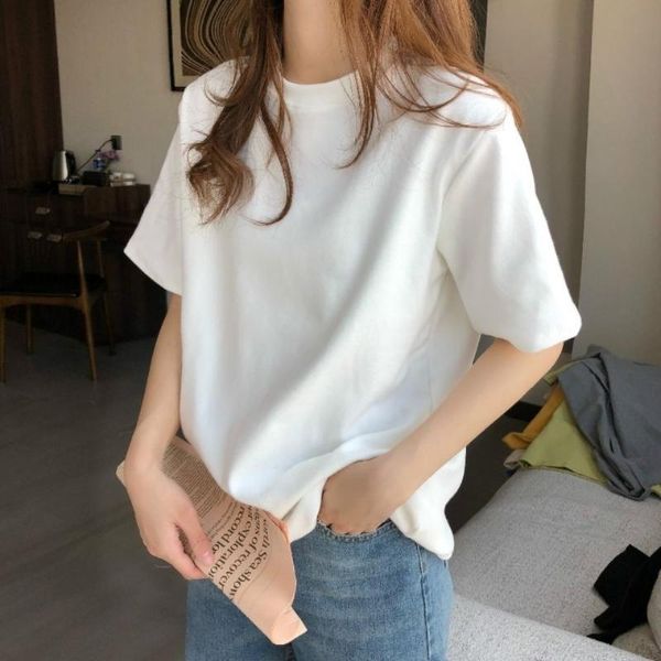 women's t-shirt brushed solid color short sleeve base shirt fashion ins loose and simple 2021 spring built-in top, White
women's t-shirt brushed solid color short sleeve base shirt fashion ins loose and simple 2021 spring built-in top, White