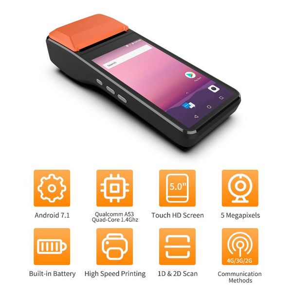 smart handheld pda terminal receipt printer 58mm android 7.1 portable 1d 2d barcode scanner support 4g/wifi/bt/gps/usb otg scanners
smart handheld pda terminal receipt printer 58mm android 7.1 portable 1d 2d barcode scanner support 4g/wifi/bt/gps/usb otg scanners