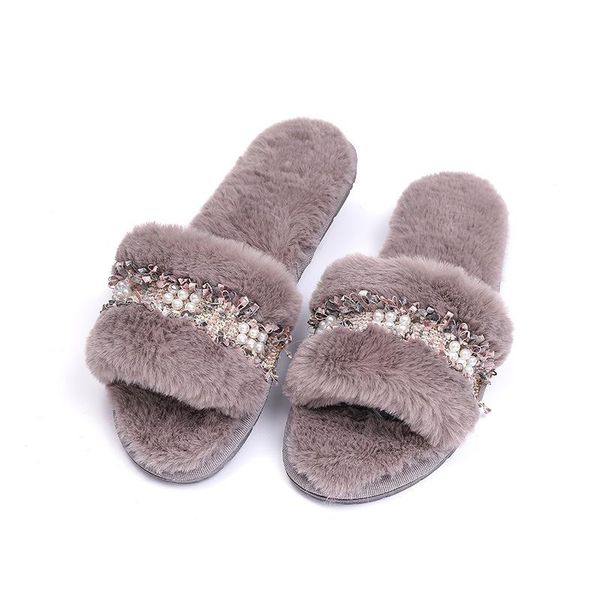 super soft house slippers for women female little pearl string bead decoration winter short plush indoor slipper, Black
super soft house slippers for women female little pearl string bead decoration winter short plush indoor slipper, Black