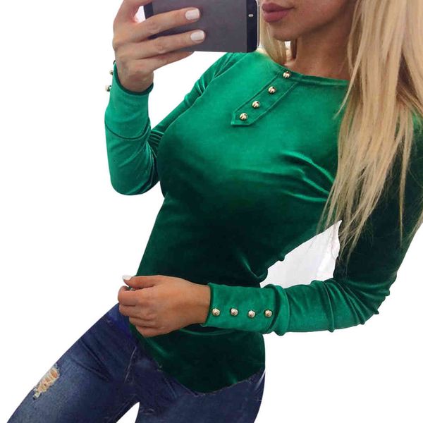 women velvet t shirt fashion button long sleeve slim t-shirt spring autumn o neck solid ladies tshirt tee shirts blusas, White
women velvet t shirt fashion button long sleeve slim t-shirt spring autumn o neck solid ladies tshirt tee shirts blusas, White