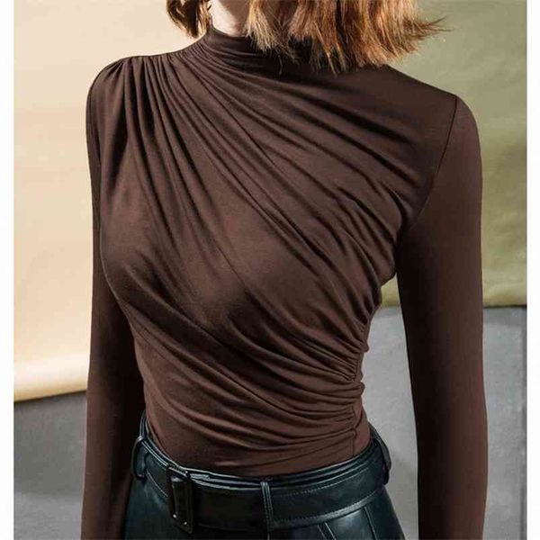 early autumn new casual lazy long sleeve t-shirt pleated slash collar slim fit waist inside bottoming shirt 210406, White
early autumn new casual lazy long sleeve t-shirt pleated slash collar slim fit waist inside bottoming shirt 210406, White