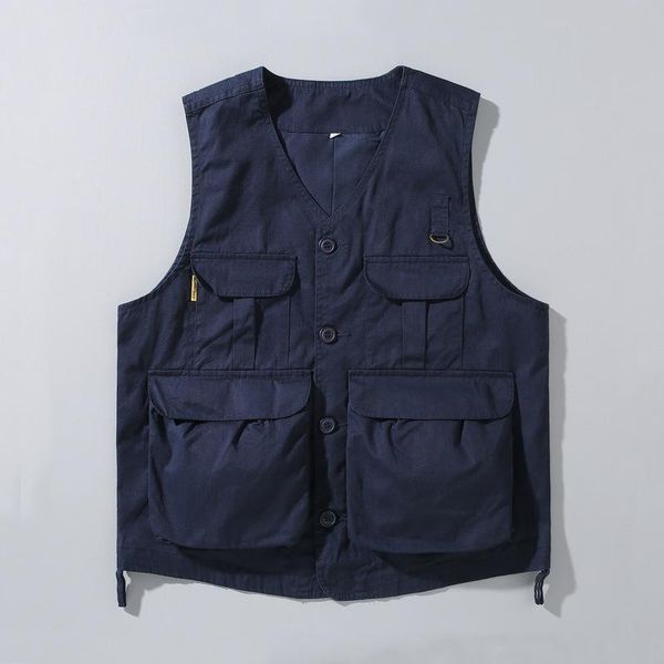 men's vests 87001 autumn winter men retro vest multi-function pocket fashion urban chic loose outwear blue sleeveless waistcoat, Black;white
men's vests 87001 autumn winter men retro vest multi-function pocket fashion urban chic loose outwear blue sleeveless waistcoat, Black;white