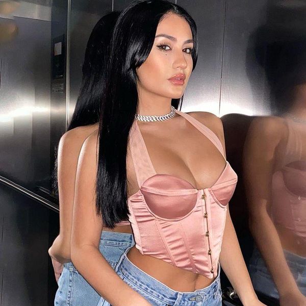 women's tanks & camis women halter satin backless bangage lace up sleeveless slim front button female rhomb pink crop 2021 sum, White
women's tanks & camis women halter satin backless bangage lace up sleeveless slim front button female rhomb pink crop 2021 sum, White