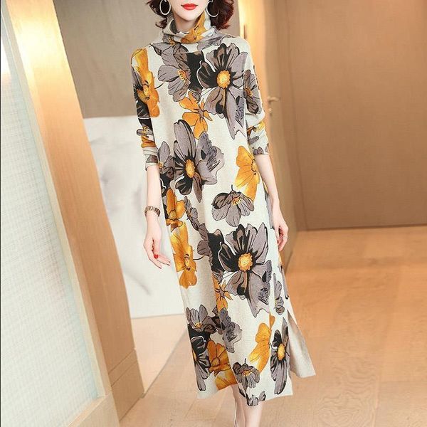 casual dresses women 2021 autumn winter fashion knitted dress female mid-long print sweater floral vestidos ladies loose turtleneck, Black;gray
casual dresses women 2021 autumn winter fashion knitted dress female mid-long print sweater floral vestidos ladies loose turtleneck, Black;gray