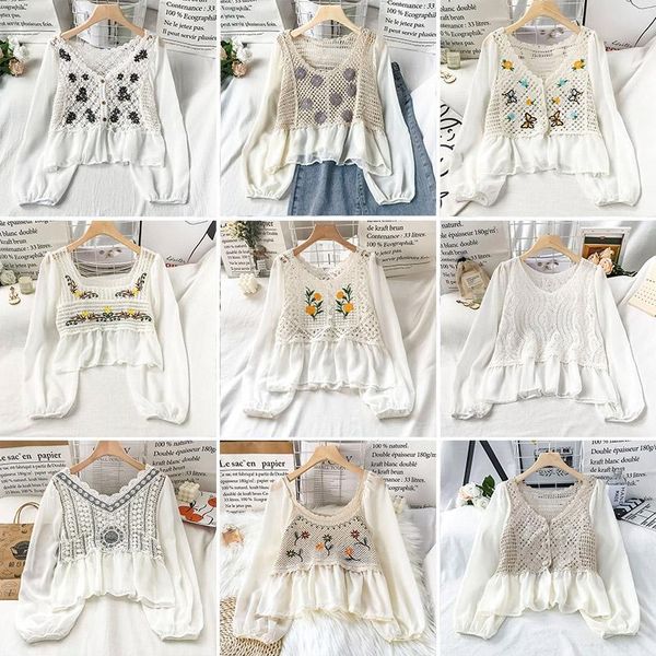 women's blouses & shirts lace hollow out inner elegant french style loose chiffon patchwork all-match chic woman 2021 autumn, White
women's blouses & shirts lace hollow out inner elegant french style loose chiffon patchwork all-match chic woman 2021 autumn, White