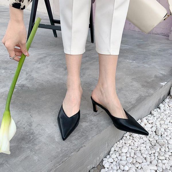 pointed toe women slippers high heels slip on summer dress shoes elegant solid color fashion slides mules pumps size 35-39, Black
pointed toe women slippers high heels slip on summer dress shoes elegant solid color fashion slides mules pumps size 35-39, Black