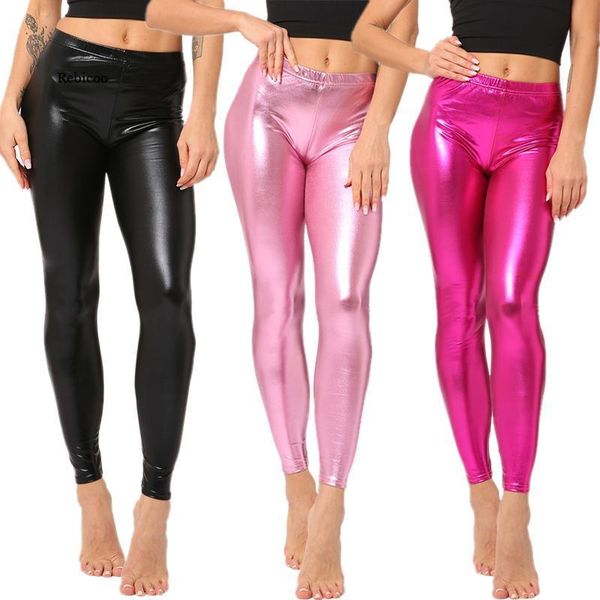 women's leggings 2021 fashion faux leather tights shiny stretch multi-color mid-waist nightclub party costume, Black
women's leggings 2021 fashion faux leather tights shiny stretch multi-color mid-waist nightclub party costume, Black