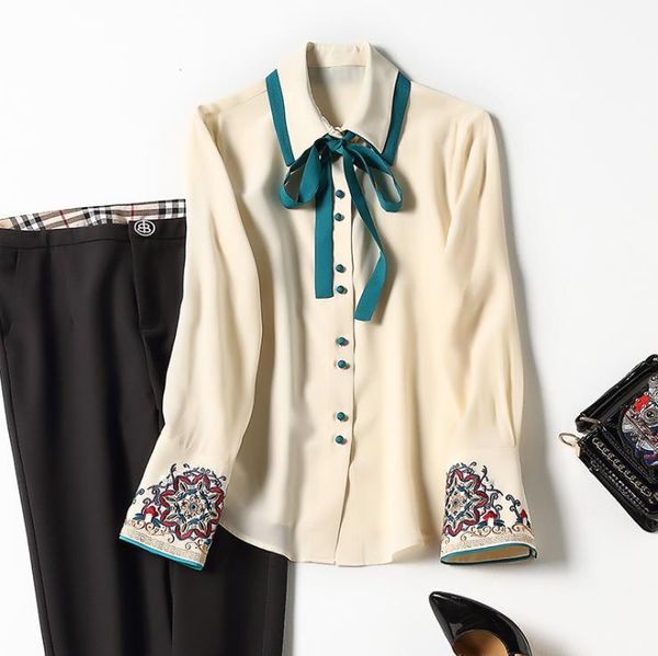 european and american women's clothing spring 2021 embroidered long sleeve lapel bow fashion single breasted silk shirt tlw0, White
european and american women's clothing spring 2021 embroidered long sleeve lapel bow fashion single breasted silk shirt tlw0, White
