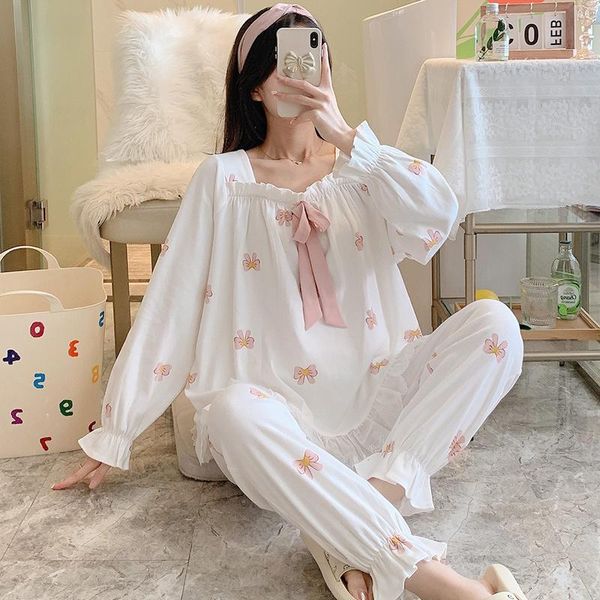 women's sleepwear autumn and winter pajamas spring cotton long sleeve sweet cute loungewear suit internet bow, Black;red
women's sleepwear autumn and winter pajamas spring cotton long sleeve sweet cute loungewear suit internet bow, Black;red
