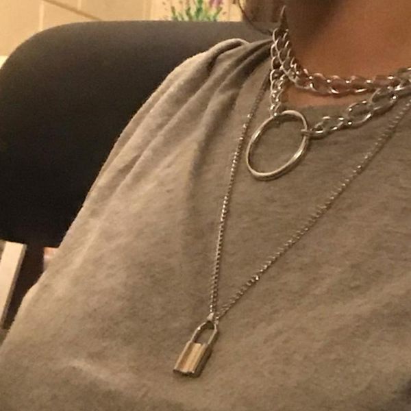 pendant necklaces 40gb gothic lock chain necklace multilayer punk choker collar goth rock leather women femal aesthetic jewelry, Silver
pendant necklaces 40gb gothic lock chain necklace multilayer punk choker collar goth rock leather women femal aesthetic jewelry, Silver