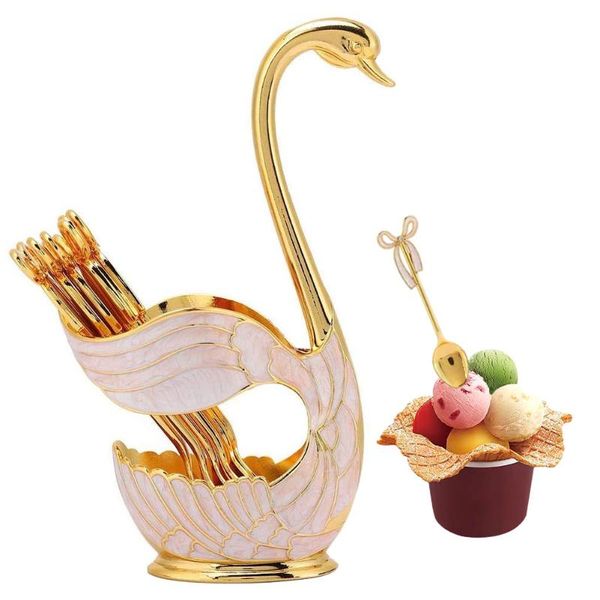 spoons 7pcs coffee spoon set 6 teaspoons with 1 swan shape base holder for dessert fruit silver/golden
spoons 7pcs coffee spoon set 6 teaspoons with 1 swan shape base holder for dessert fruit silver/golden