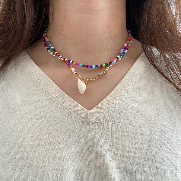 chokers 2021 bohemian style color rice bead necklace female creative colorful shell double-layer clavicle chain jewelry, Golden;silver
chokers 2021 bohemian style color rice bead necklace female creative colorful shell double-layer clavicle chain jewelry, Golden;silver