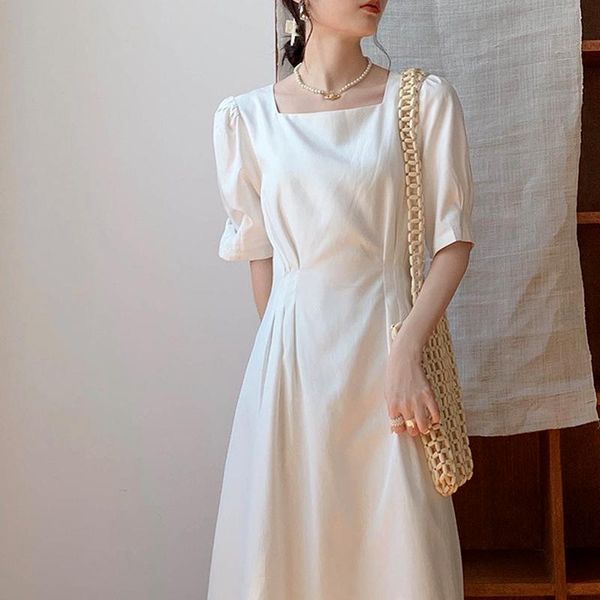 casual dresses square collar puff short sleeve woman dress summer solid slim waist vintage robe elegant temperament a line vestidos, Black;gray
casual dresses square collar puff short sleeve woman dress summer solid slim waist vintage robe elegant temperament a line vestidos, Black;gray