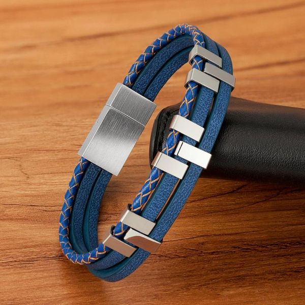 link, chain black brown blue color three-layer stitching accessories stainless steel men's leather bracelet advanced design style gift
link, chain black brown blue color three-layer stitching accessories stainless steel men's leather bracelet advanced design style gift