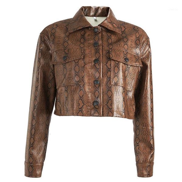 women's leather & faux fashion snake print jacket cropped snakeskin female coat autumn winter basic s outwear pu 1 v9t1, Black
women's leather & faux fashion snake print jacket cropped snakeskin female coat autumn winter basic s outwear pu 1 v9t1, Black