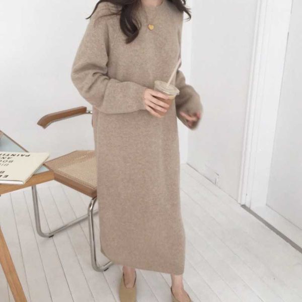 women autumn winter long sweater dress female sleeve straight knitted maxi vestidos plus size pull femme sukienki jurken 210601, Black;gray
women autumn winter long sweater dress female sleeve straight knitted maxi vestidos plus size pull femme sukienki jurken 210601, Black;gray