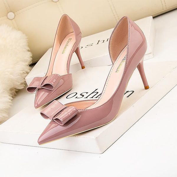 dress shoes fashion thin heel high patent leather pointy hollow slim bow heels women, Black
dress shoes fashion thin heel high patent leather pointy hollow slim bow heels women, Black