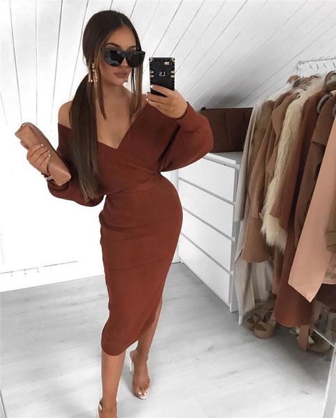 casual dresses long sleeve slash neck bodycon solid women dress night party club, Black;gray
casual dresses long sleeve slash neck bodycon solid women dress night party club, Black;gray