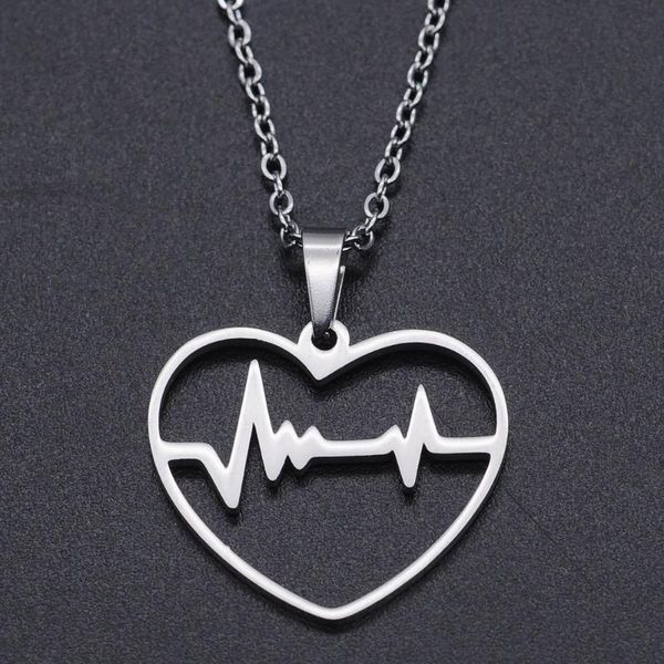 pendant necklaces heartbeat eeg stainless steel charm necklace for women wholesale dainty drop accept oem order, Silver
pendant necklaces heartbeat eeg stainless steel charm necklace for women wholesale dainty drop accept oem order, Silver
